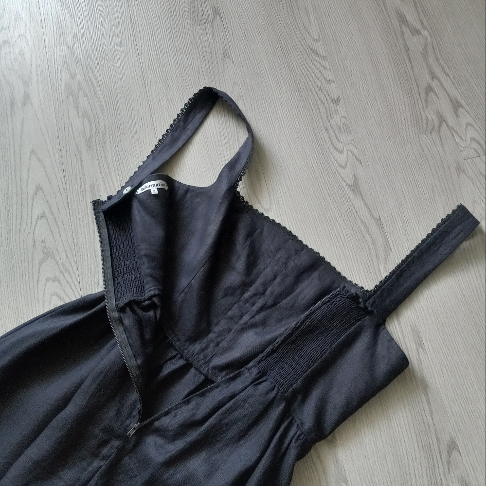 Reformation Tagliatelle Black Linen Midi Dress 6 - Picture 7 of 16